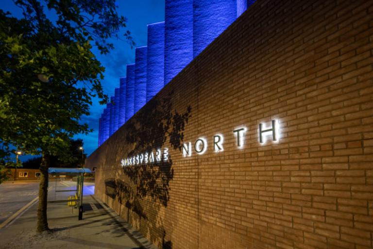 Shakespeare north playhouse at night. 