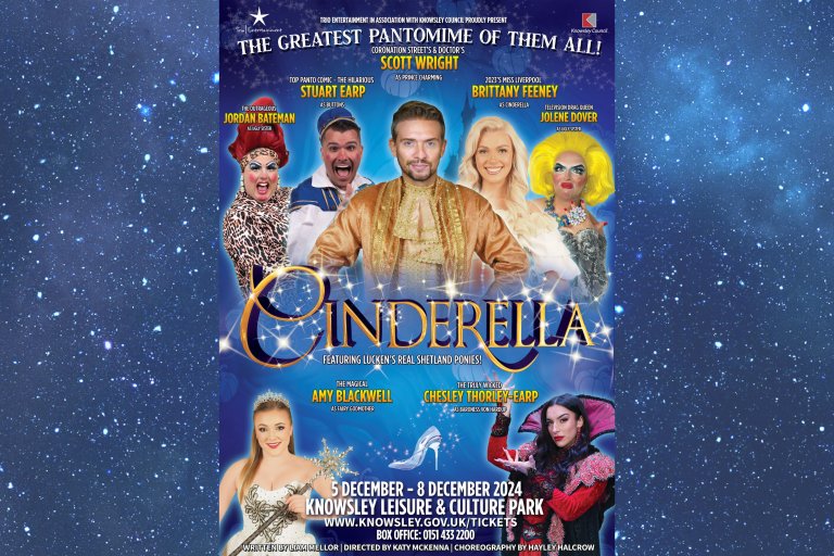 A poster for Cinderella displaying the cast in costume.